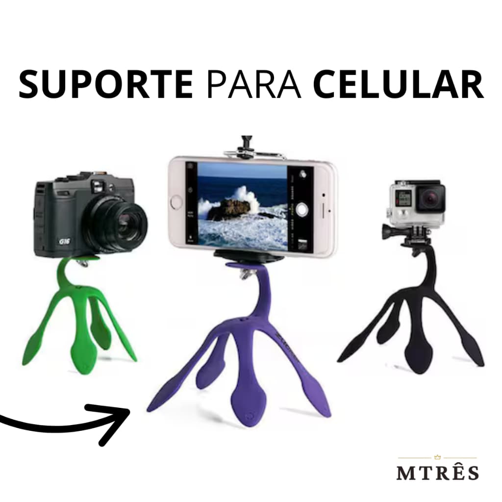 Suporte Flexível Aranha Regulável Várias Cores Prendedor Celular Câmera