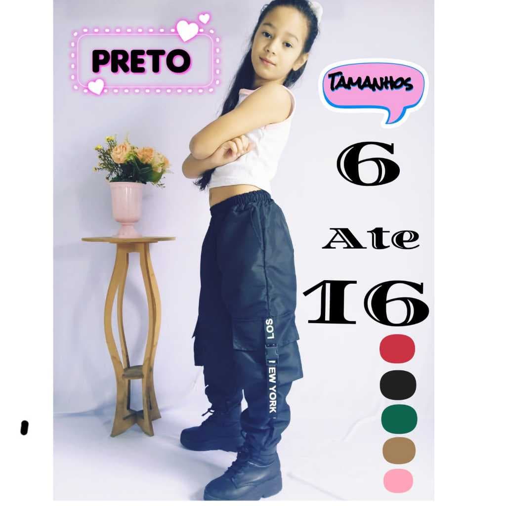 calça infantil menina juvenil feminina jogger escola blogueira preto