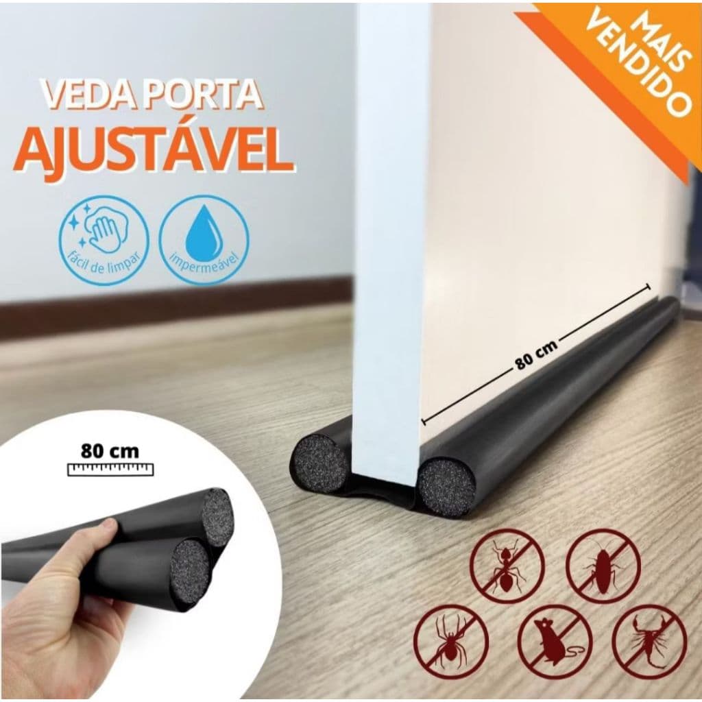 Protetor Rolinho Veda Porta Impermeável Anti Poeira e Insetos 80cm