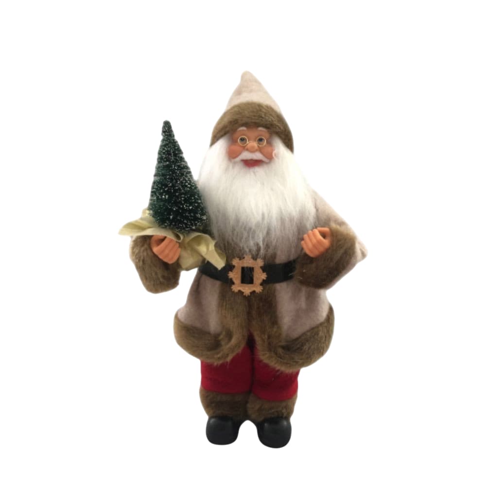Boneco Papai Noel Natal 30Cm Vermelho e Bege Para Decorações Natalina Grillo