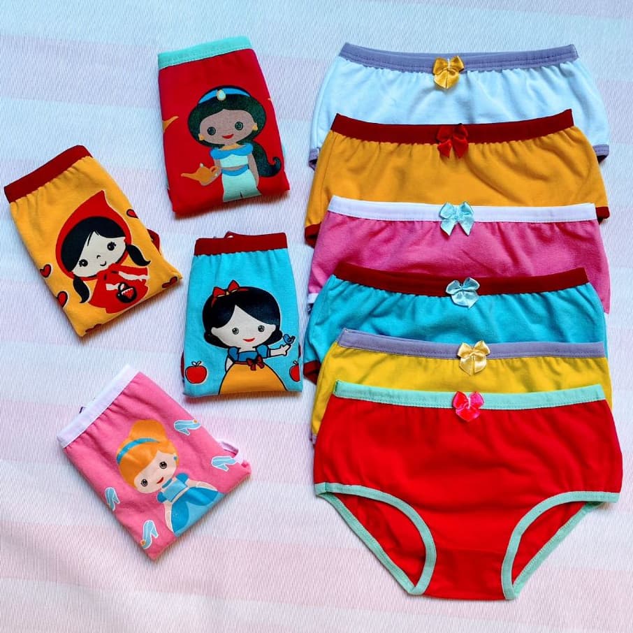Kit 5 Calcinhas Infantil De Algodão Ultra Confortável Toque Suave e Lisa Desfralde Menina Inverno