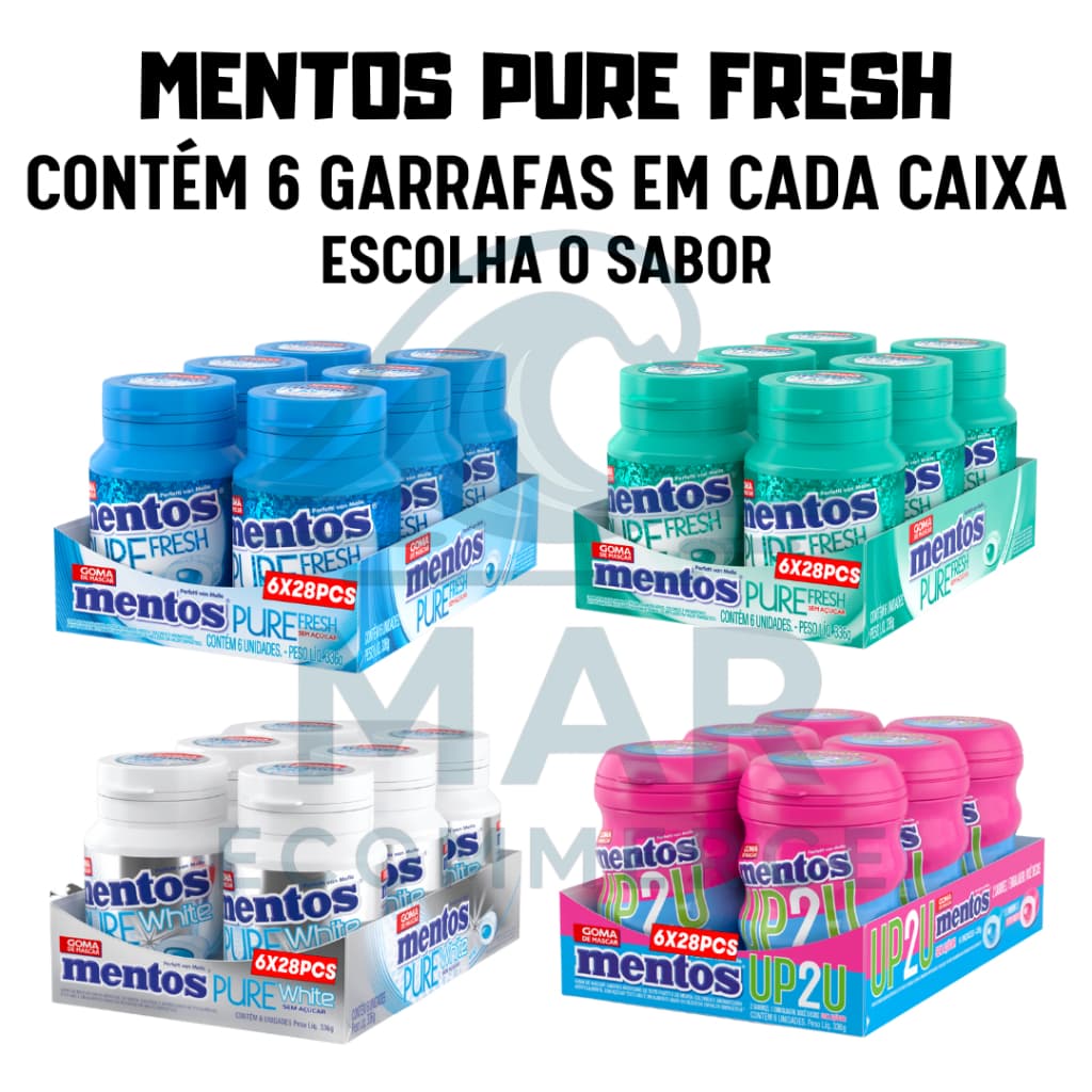 Mentos Chiclete Garrafa Zero Açúcar Display 6 Garrafas - Escolha o Sabor