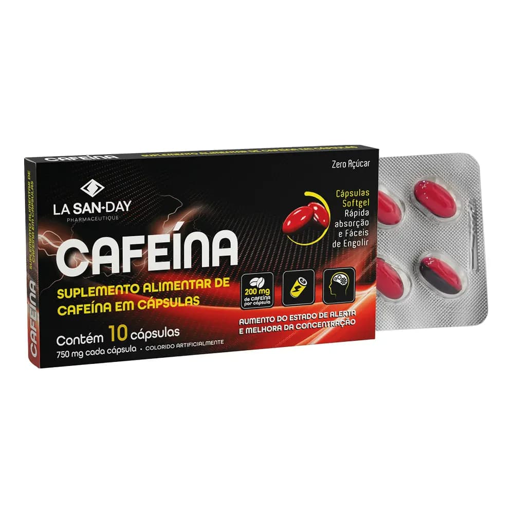 Suplemento Alimentar de Cafeína – 10 Cápsulas - La San-Day
