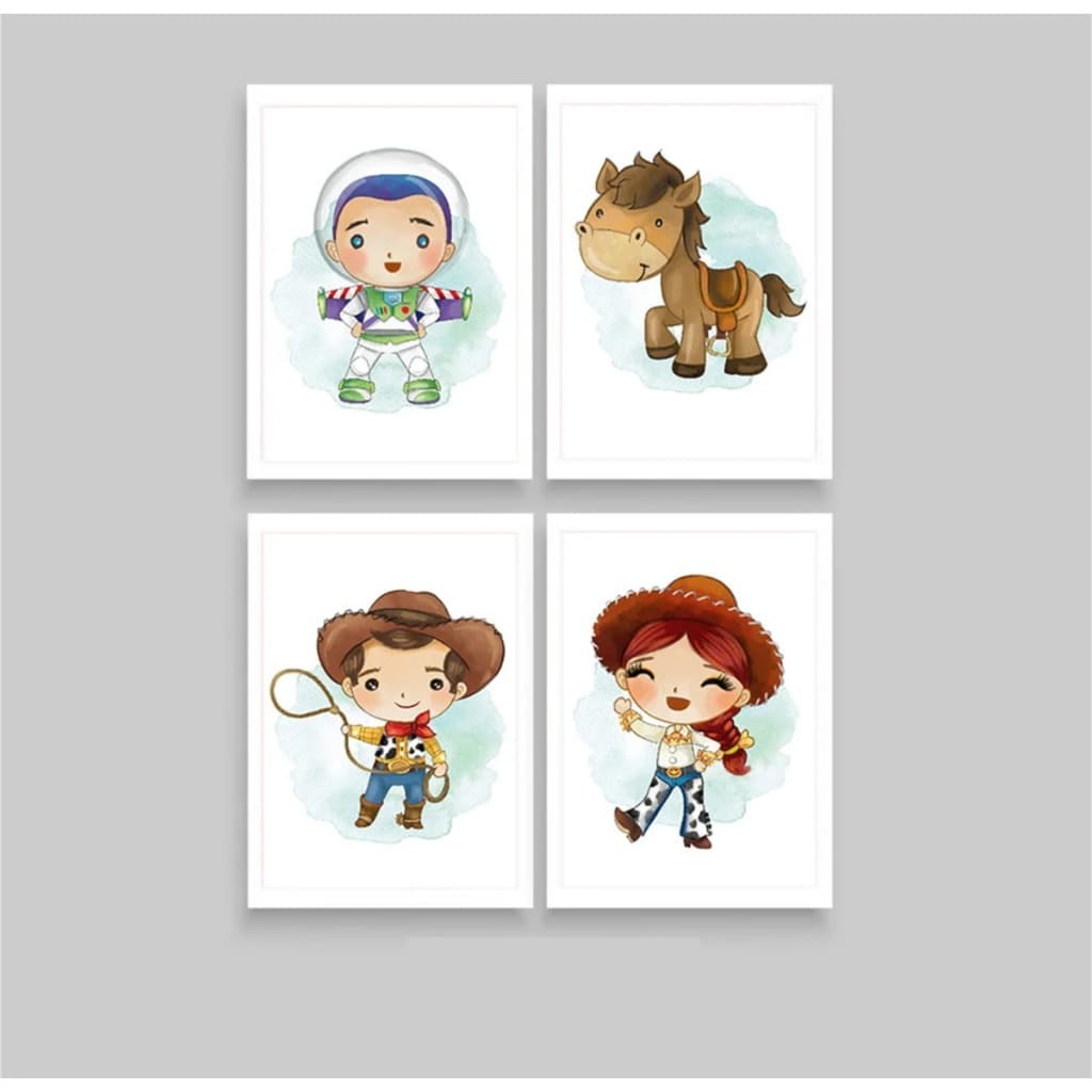 Kit 20x20 quadrinhos Decorativo 4 peças Decoração Sala Quarto Mosacio MDF Alta Resoluçao DESENHO DO TOY STORY