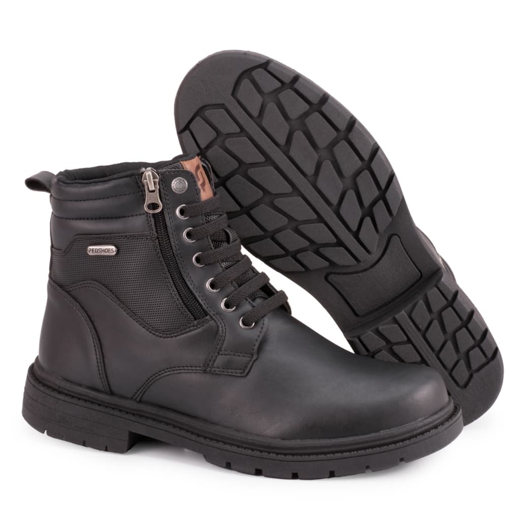 Bota Coturno Masculino Casual Trabalho Trilha Cano Médio com Zíper