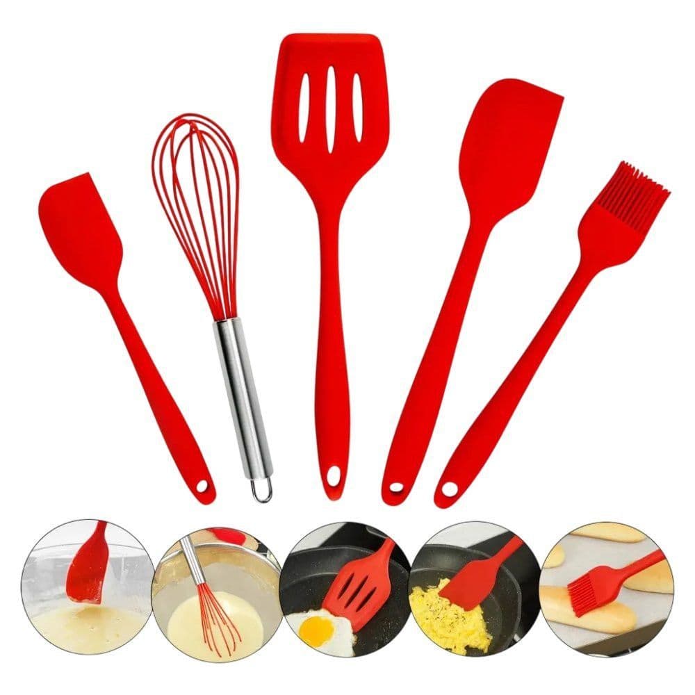 Kit Utensílios De Cozinha De Silicone 5 Peças Sortido
