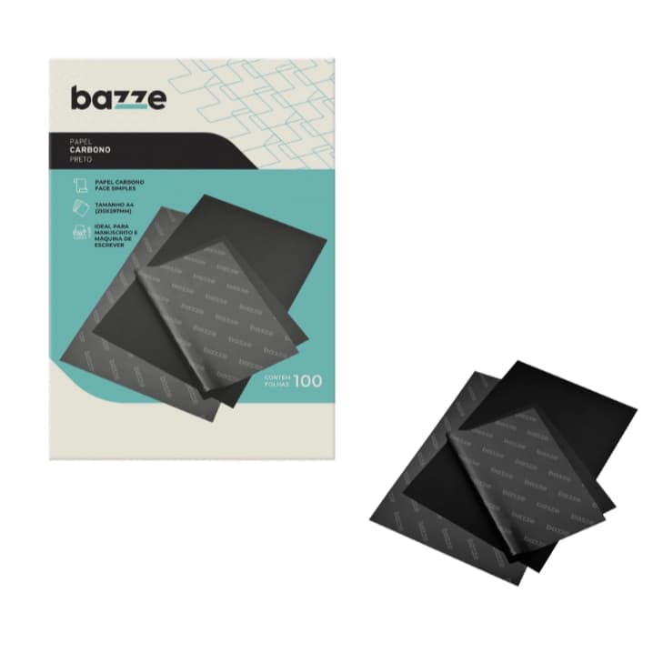 Carbono Papel Preto – A4 – Caixa c/ 100 Folhas – Bazze (Uma Face)