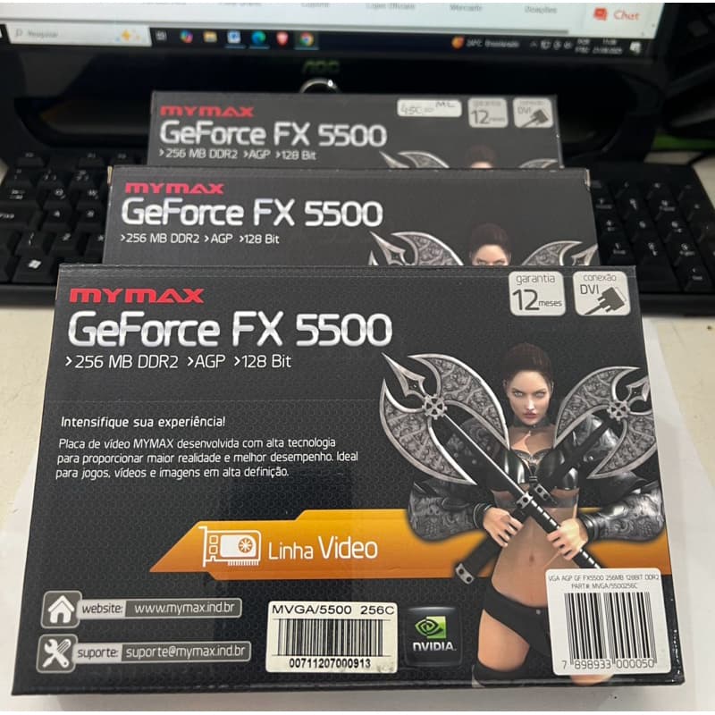 PACA DE VÍDEO GEFORCE FX 5500 256MB DDR2 AGP 128 BIT NOVA