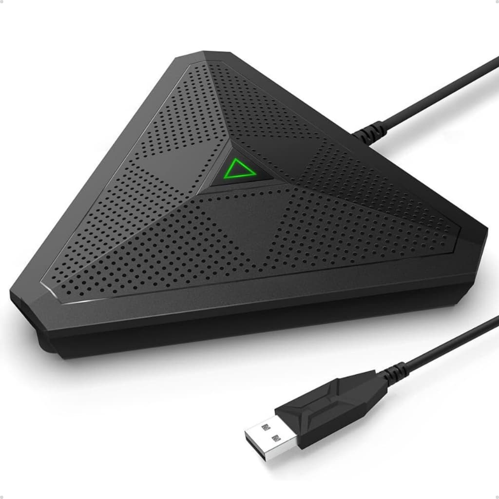 Microfone de Mesa Botão de Mudo Omnidirecional USB - Áudio Claro para Conferências, Reuniões Online, Zoom, Google Meet