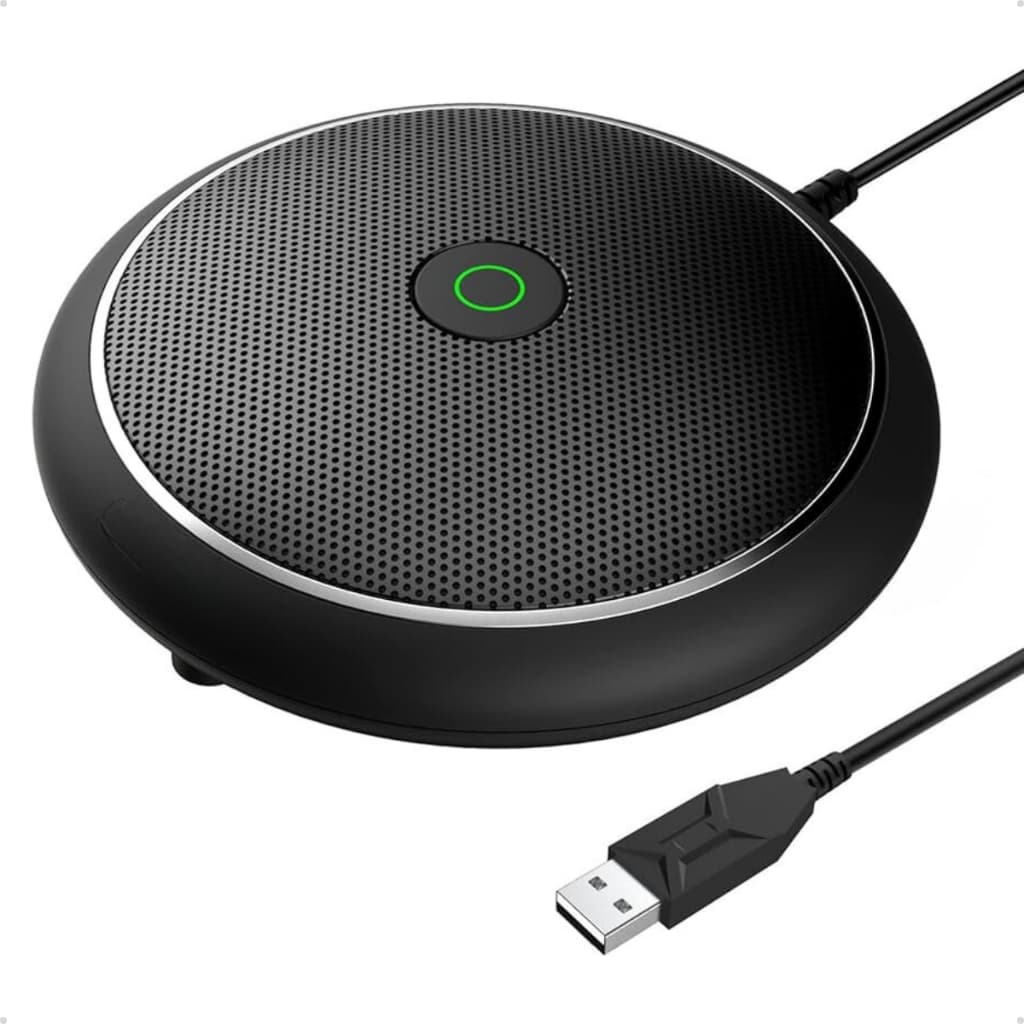 Microfone de Mesa Botão de Mudo Omnidirecional USB - Áudio Claro para Conferências, Reuniões Online, Zoom, Google Meet