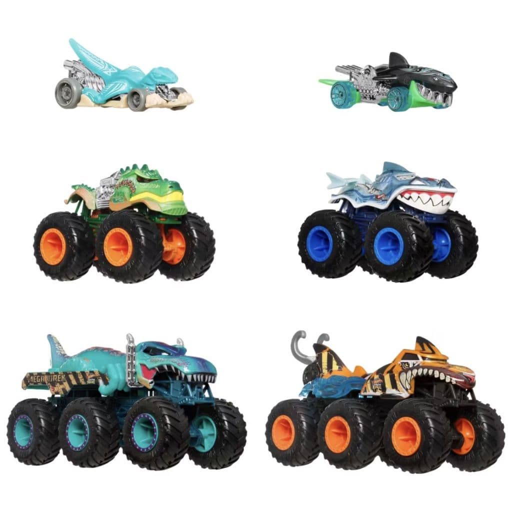Hot Wheels Monster Trucks – Sharks Vs Dinos 1:64 (6-Pack Sortido)
