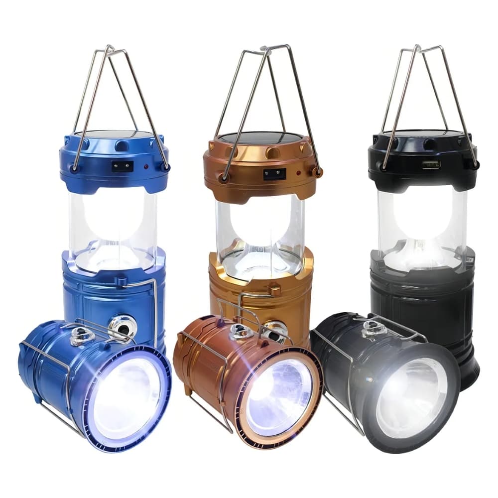 Lanterna Led Solar Recarregável Camping Vira Lampião Alira Home