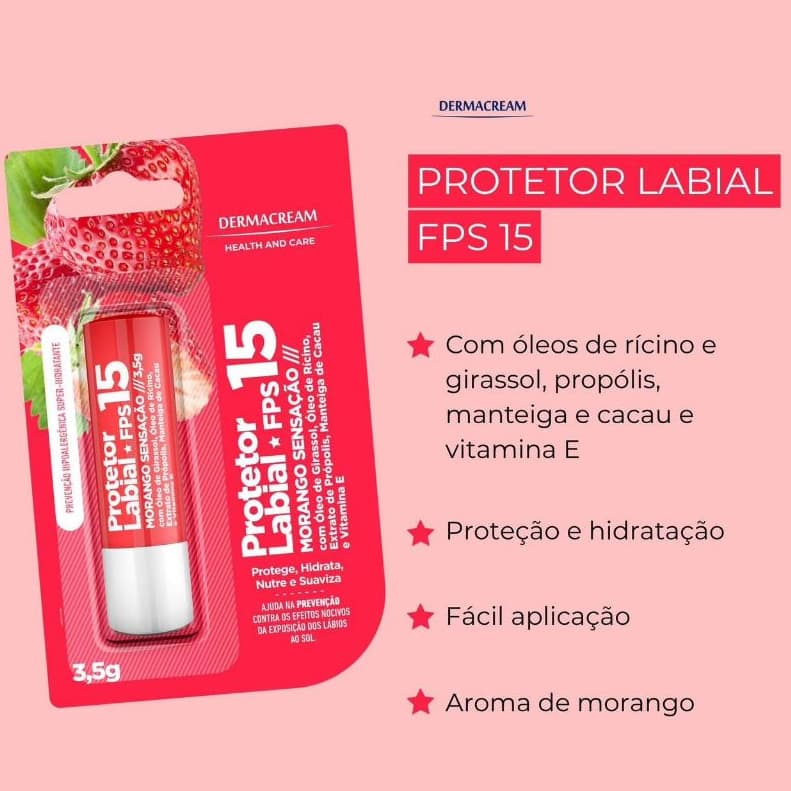 Protetor Labial FPS 15 Dermacream 3,5g Super-Hidratante