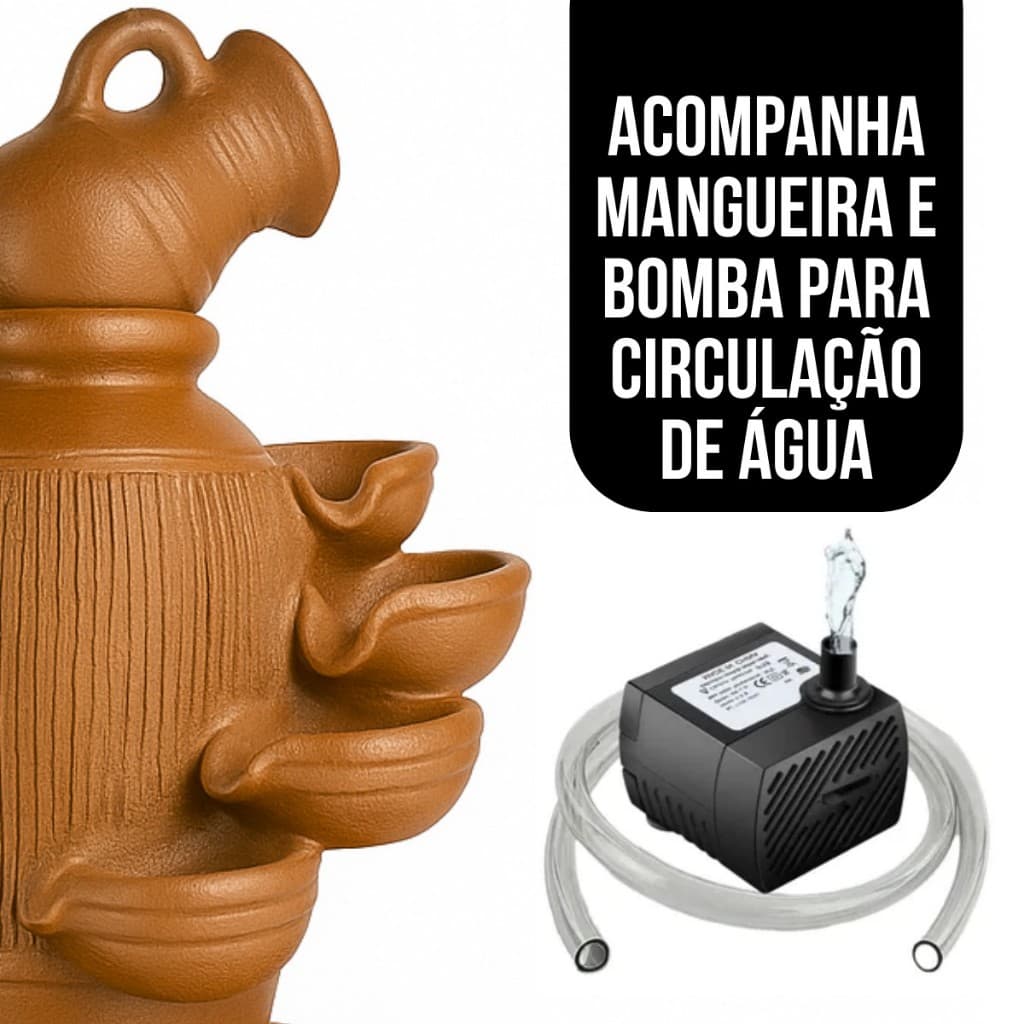 Linda Fonte De Agua Barro Decorativa Cascata 3 Quedas ,Para Jardim De Barro Artes. Envio Rapido