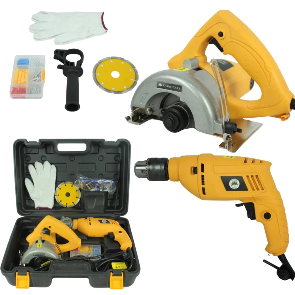 KIT Furadeira Reversível 500W e Serra Mármore Corta Piso 1200W Similar a Makita Multifunções