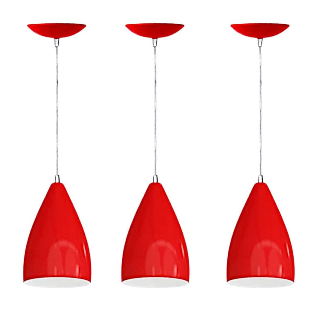 Luminaria Pendente Teto Vegas Lustre Vermelho Em Alumínio Bocal E27 110/220V  Preto/Branco