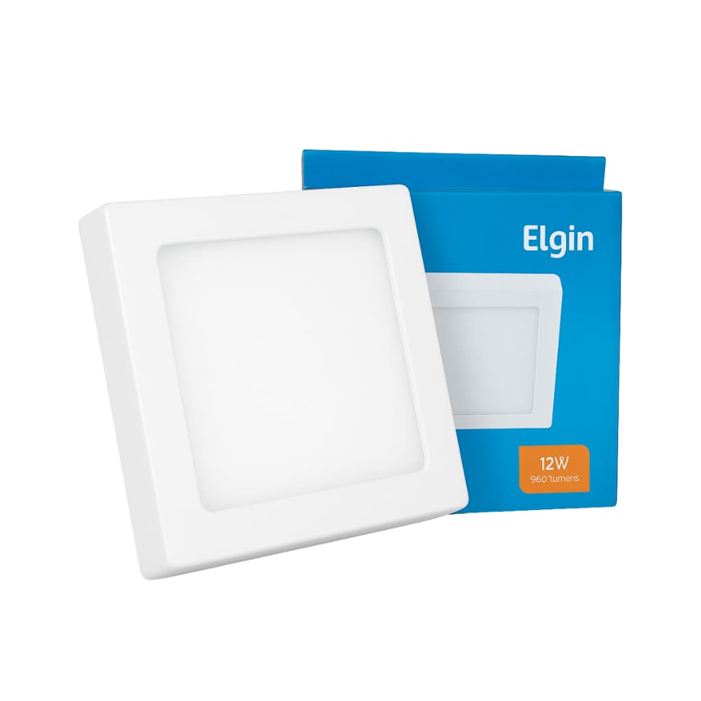 Luminária Plafon LED Sobrepor 12W 960lm 3000K Branca Quente Bivolt Elgin