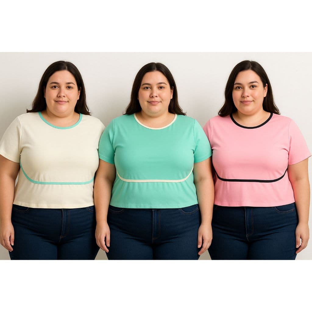 Blusa Feminina Plus Size com Bojo  Detalhe Contrastante, Conforto e Estilo Moderno