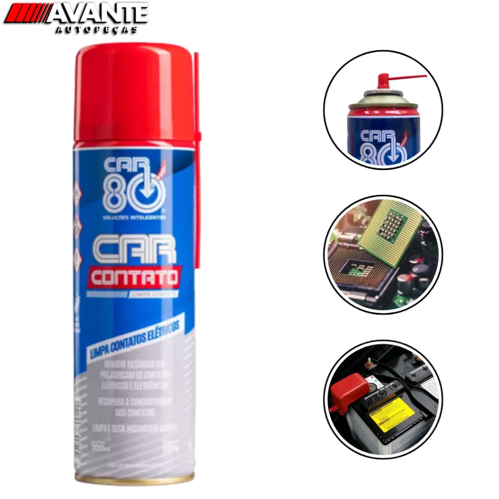 Car Contato Spray Limpa Contato Elétrico Eletrônico 300ml – Remove Umidade, Graxa e Oxidação