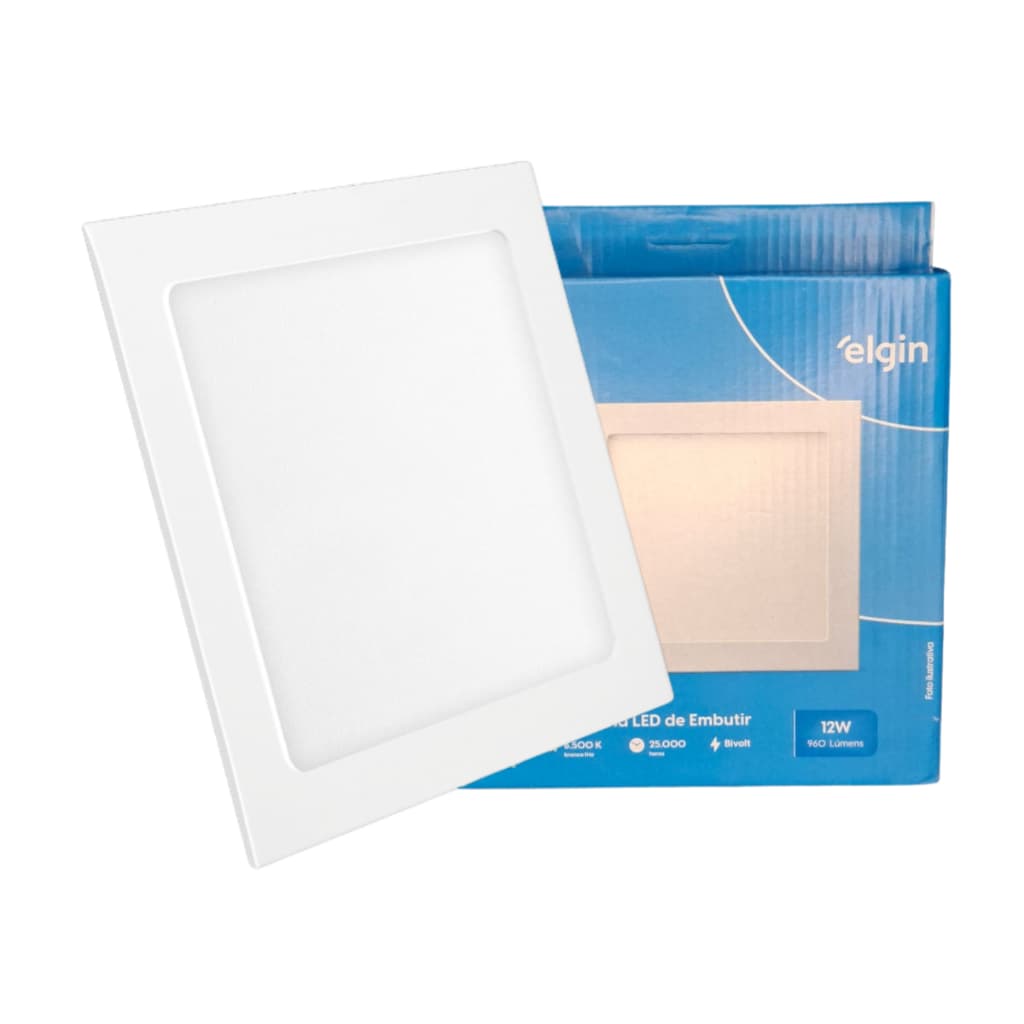 Luminária Plafon LED Embutir 12W 960lm 6500K Branca Fria Bivolt Elgin