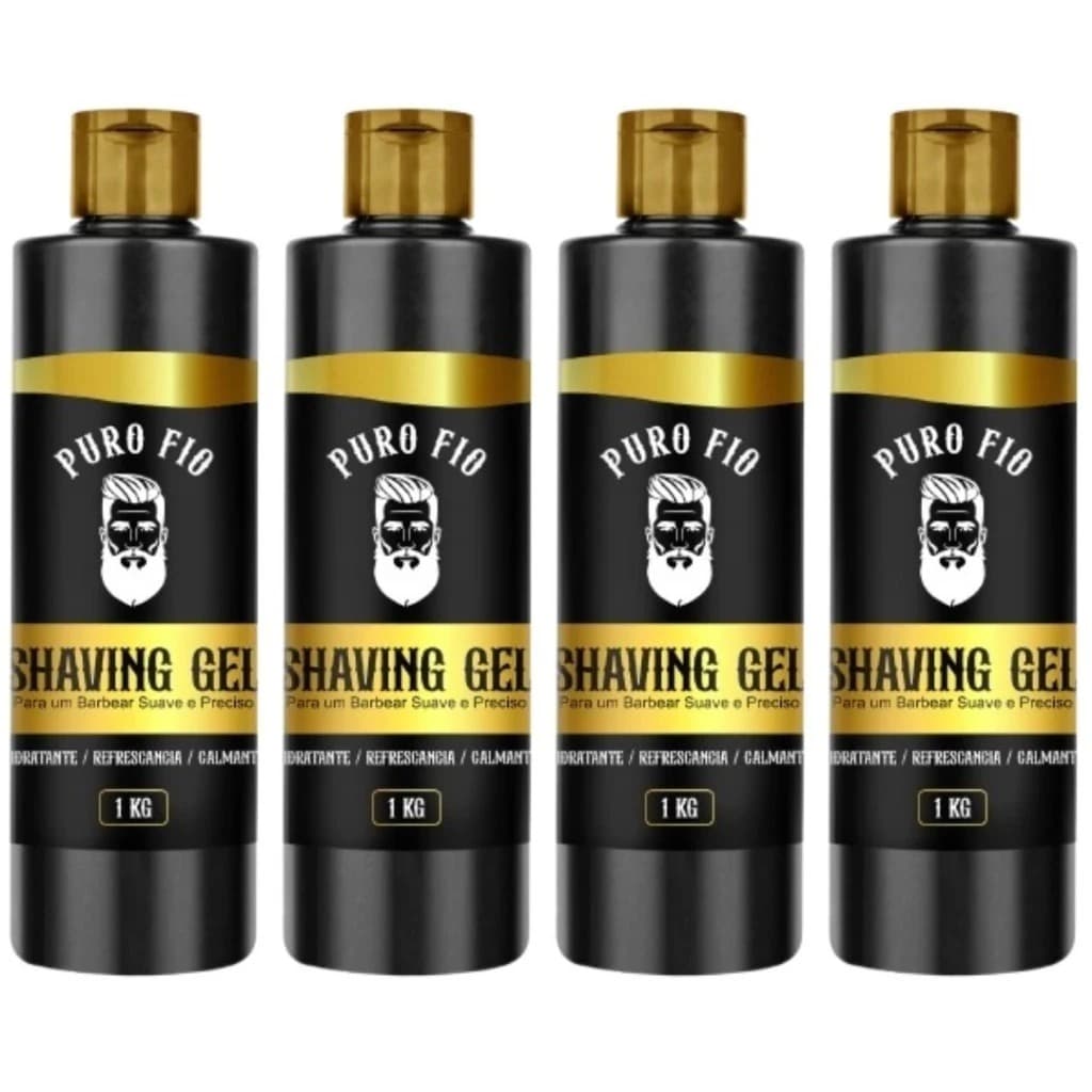 kit 4x Shaving Gel De Barbear Mentol Puro Fio 1kg Profissional - Barba Suave Sem Irritações - Envio Imediato