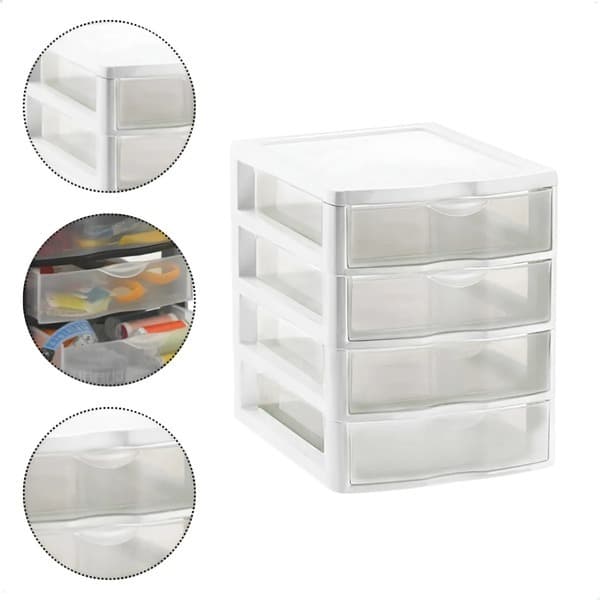 Gaveteiro Organizador 4 Gavetas Branco Nitron Branco/Preto