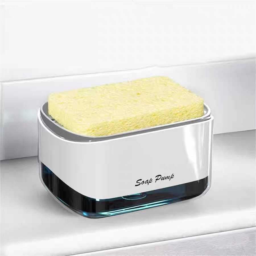 Dispensador para detergente com esponja e base borrachada antiderrapante