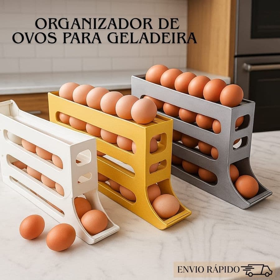 Organizador de Ovos para Geladeira em Plástico Suporte Rolante 4 Andares 20 a 30 Unidades