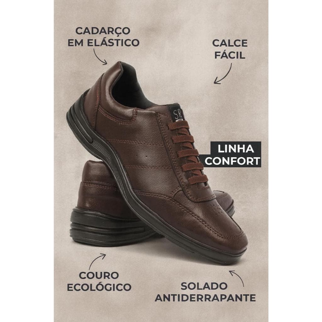 Sapato Casual Masculino Linha Confort Calce Fácil Sport Casual Premium Preço de Fábrica