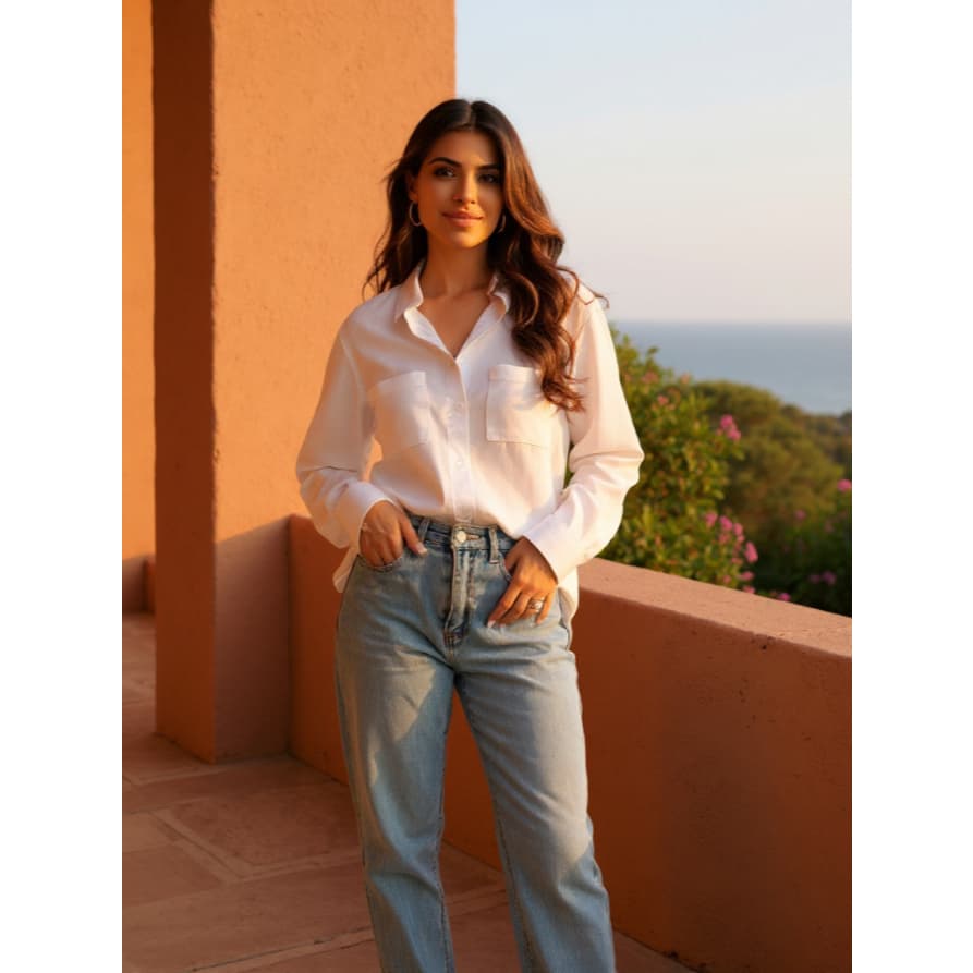 Camisa Social Elegante Moda Feminina Manga Longa Secretária Faculdade Casual Promoção Estilosa Bolso