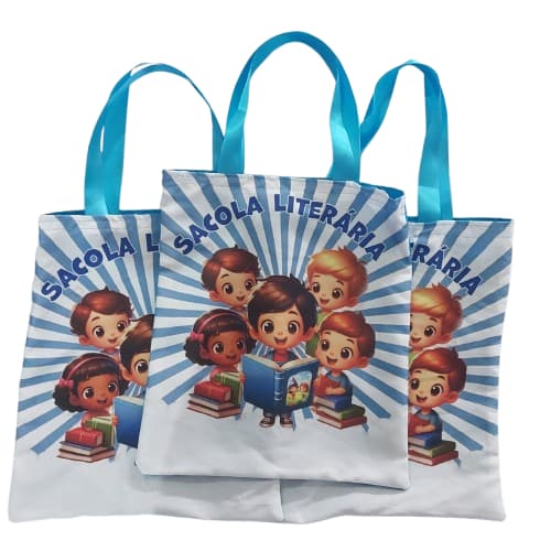 Kit Sacola Leitura Personalizada Ecobag Mala Viajante Bolsa Literaria Pasta