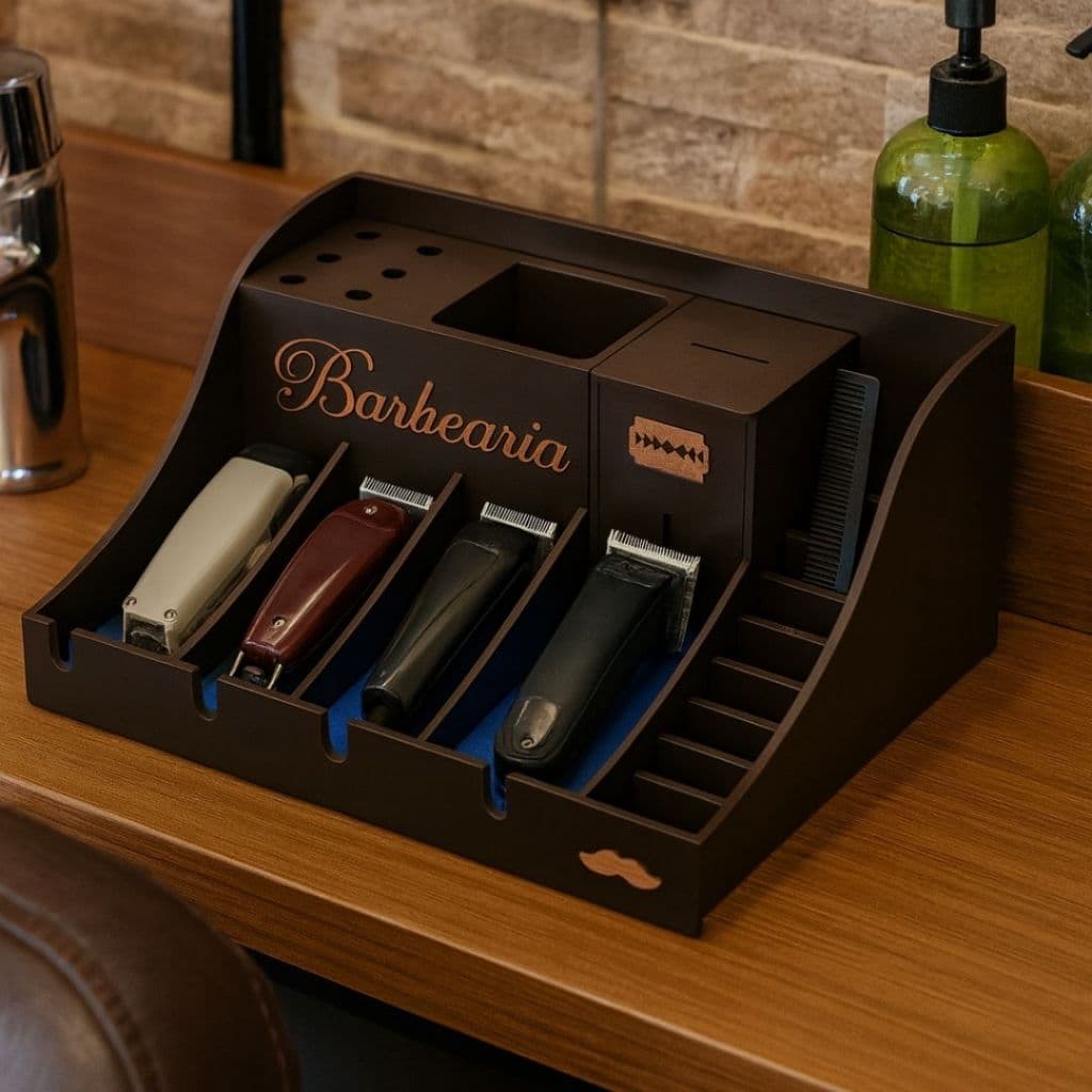 Organizador de Bancada Completo em MDF para Babearia Barber Profissional