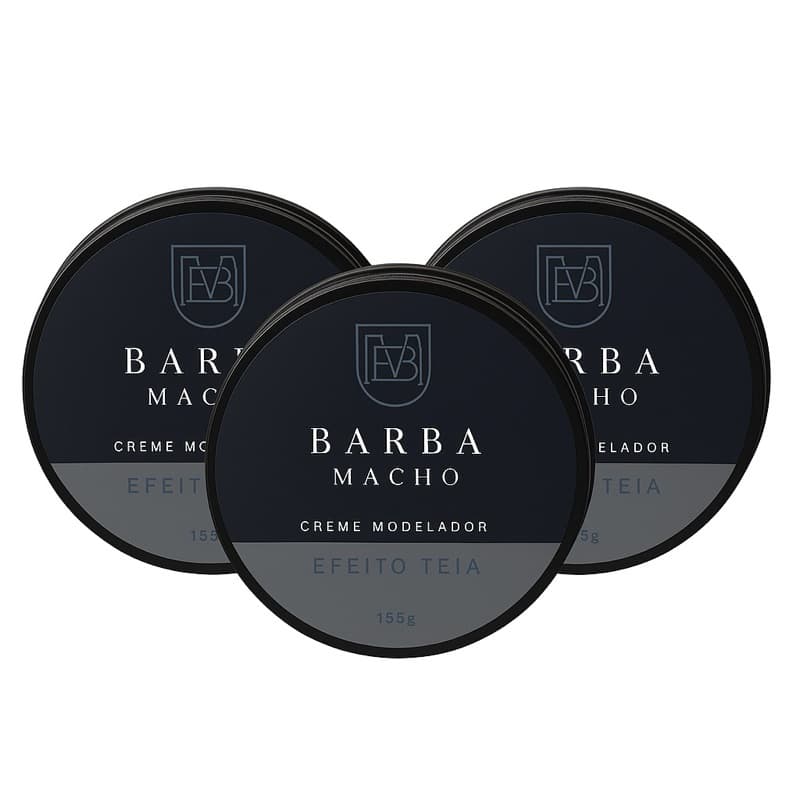 Kit 3/UN Pomada Efeito Teia Barba Macho 155g  Controla - Perfuma - Modela