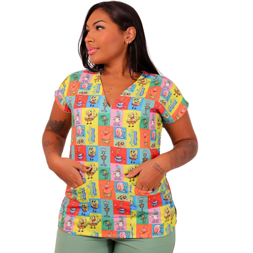 Scrub Conjunto Pijama Cirúrgico/Hospitalar (BOB ESPONJA ref:083)Conforto, Qualidade e Durabilidade