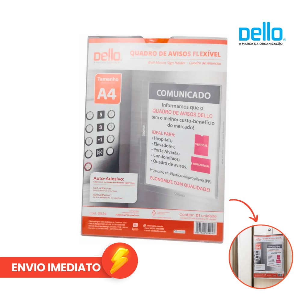Quadro de Aviso A4 Cristal Display Expositor