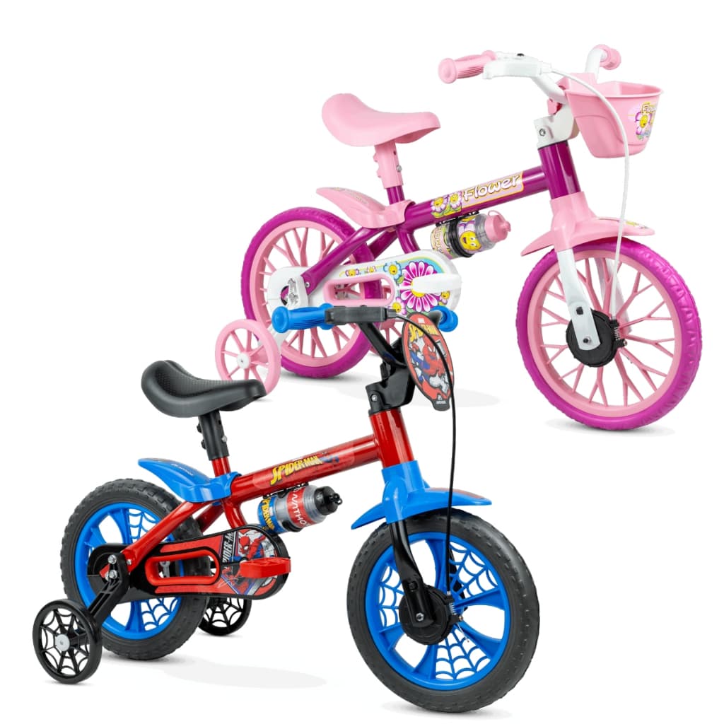 Bicicleta Infantil Aro 12 Nathor Modelos Feminino e Masculino c/ Rodinhas Laterais