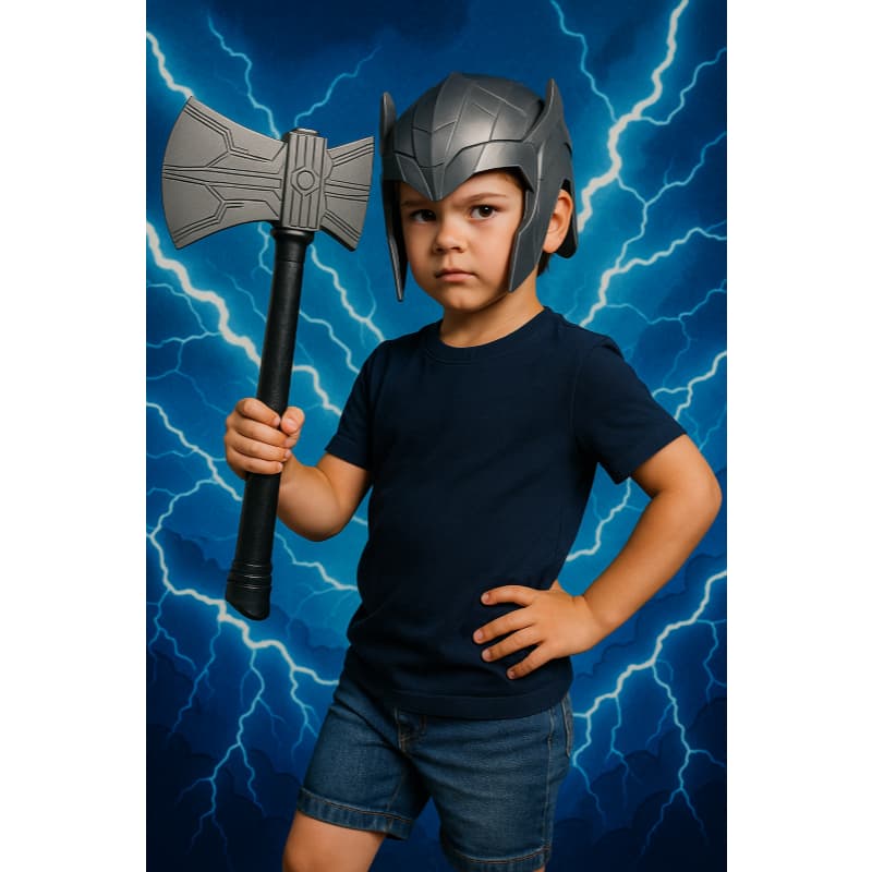 KIT INFANTIL DO THOR MARTELO E MÁSCARA DE PLÁSTICO FESTAS ANIVERSARIOS MENINOS HEROÍS
