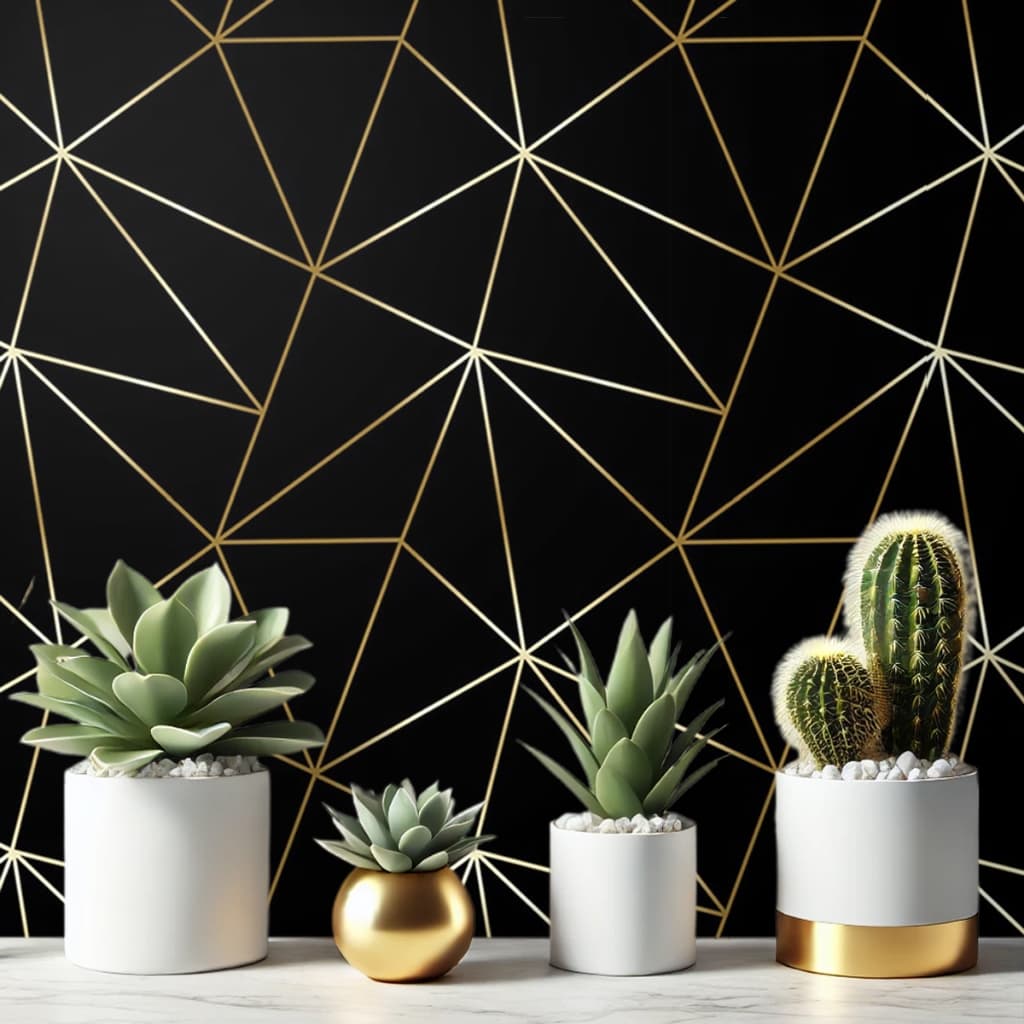 Papel De Parede Adesivo Efeito Geometrico Preto Sala Quarto Rolo