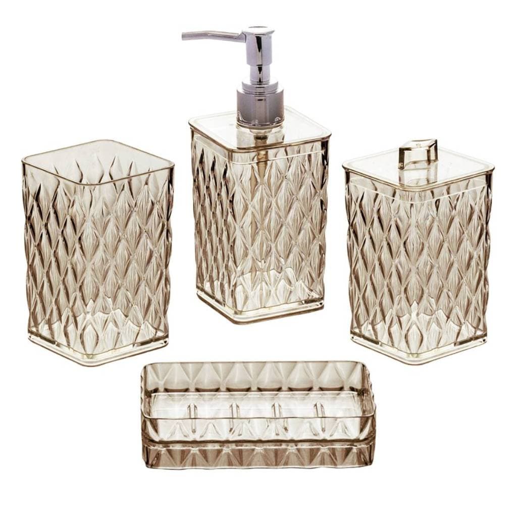 Kit Banheiro Conjunto 4 Peças Plasútil Completo Acrílico Decoração Banheiro Kit Banho Glamour Lavabo