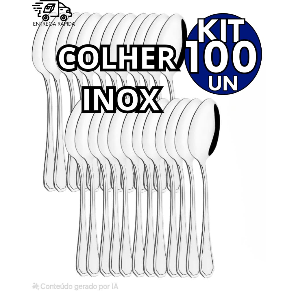 Jogo 100 Colheres em Inox Premium Casa Cozinha Restaurante Cantina Lanchonete Bar