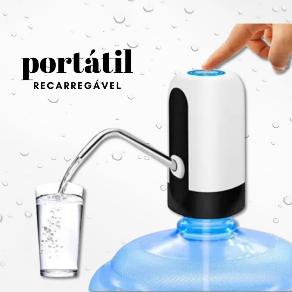 BOMBA ELÉTRICA PARA GALÃO BOMBA ÁGUA COM USB RECARREGÁVEL PORTÁTIL COM CABO USB + MANGUEIRA 49 CM + BICO