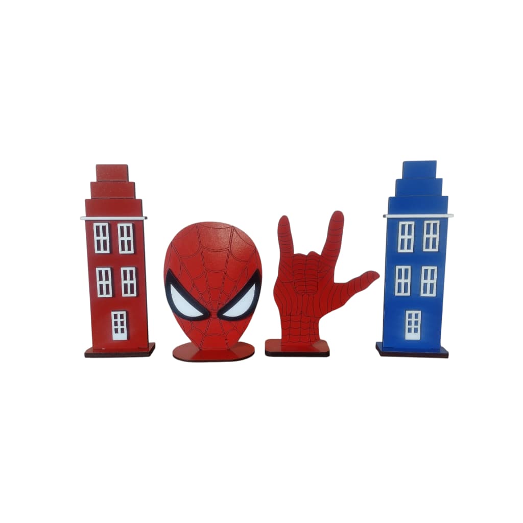 Kit 4 Peças Homem Aranha Centro de Mesa Display Decoração de Festa Aniversário Quarto Infantil