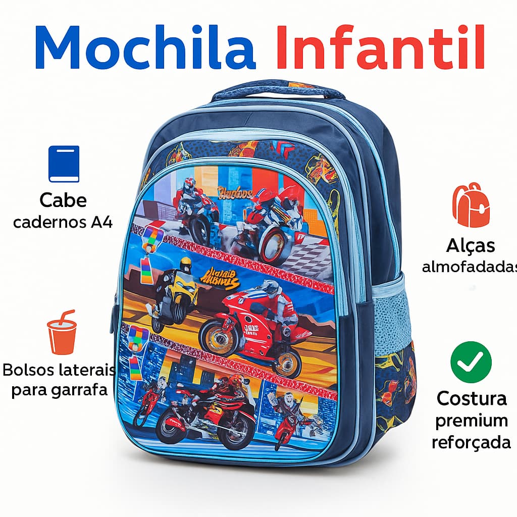 Mochila Infantil Escolar Bolsa Infantil Para Passeio Impermeável Resistente e Espaçosa