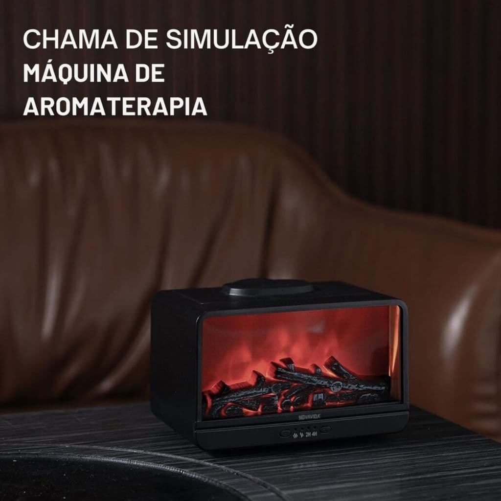 Umidificador 110V/220V Difusor de Aromas C/ Chama Simulada Óleos Essenciais Reduz Estresse  Novavida