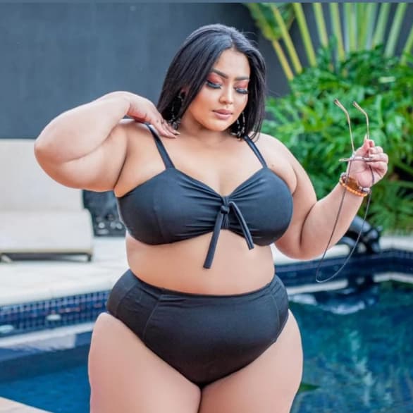 Biquini Plus Size 2 em1 Feminino: Top Forro Suplex Cintura Alta Com Bojo Removível