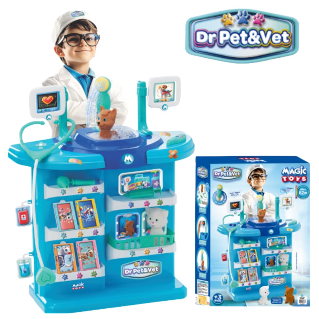 Brinquedo Clinica Veterinária Infantil Menino/Menina Pet Shop Magic Toys Saí Agua de Verdade