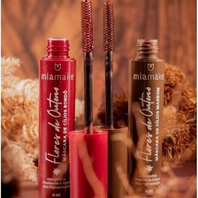 MASCARAS DE CILIOS RÍMEL BORDÔ E MARROM FLORES DE OUTONO MIA MAKE
