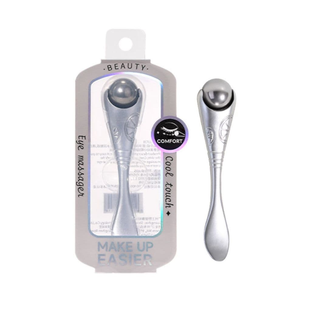 Massageador Facial 2 em 1 - Bolinha de Aço Inox + Espátula para Creme - Refresca e Aplica Make Up - Allmini