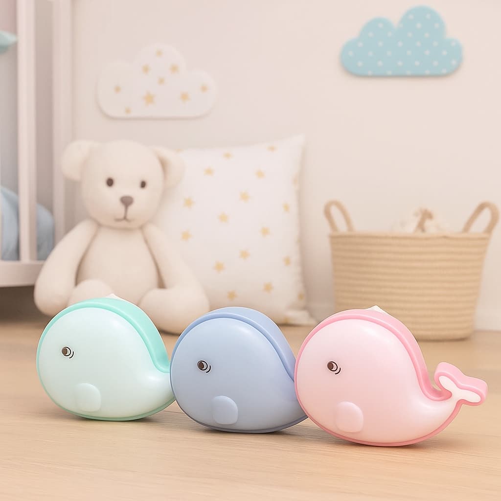 Abajur Infantil Luminaria de Tomada Baleia Luz Noturna LED com Interruptor
