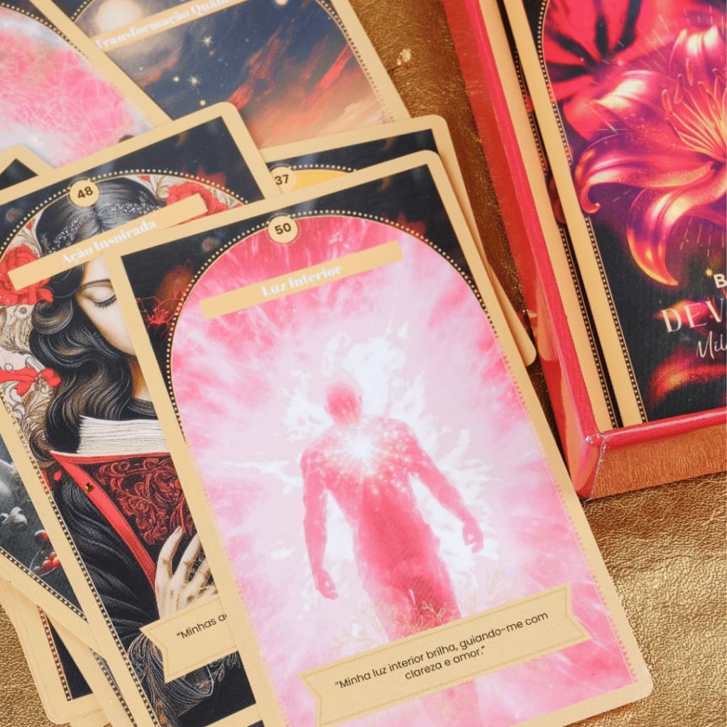 Oráculo Baralho Devocional 50 Cartas Mensagens Afirmações Positivas Reprogramação Mental e Abundância